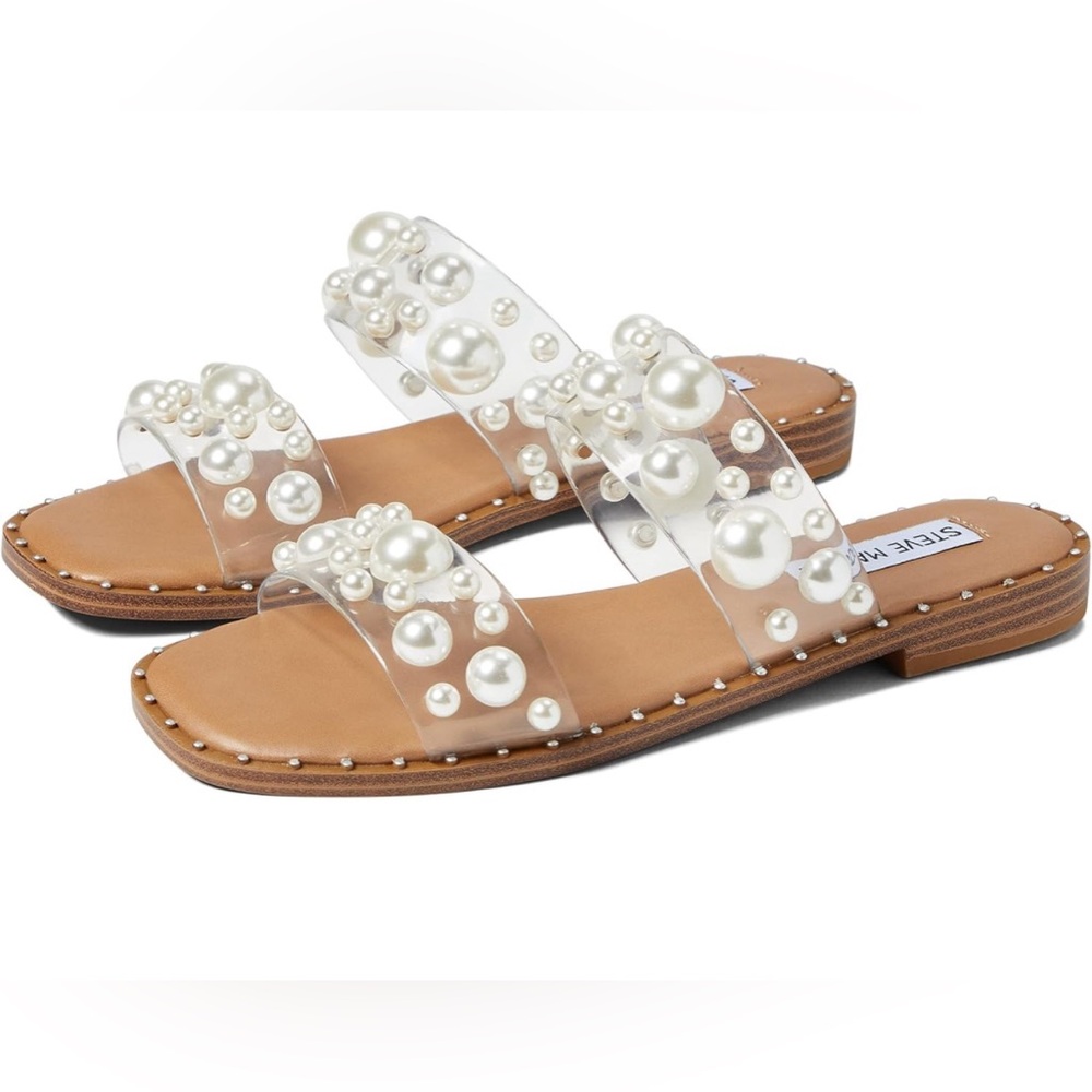 Steve Madden Pearl Embellished Sandals - Tan